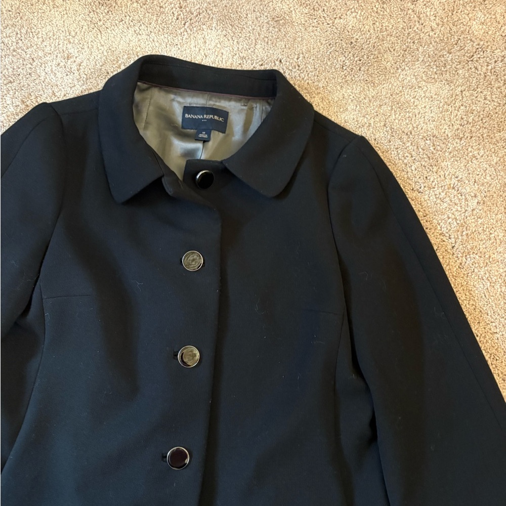 Banana Republic Black Pea Coat - Picture 2 of 6